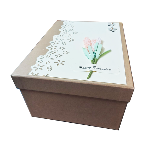 Set of 3 1200gsm Cardboard 2 Piece Gift 3D Flower Paper Rigid Box With Lid  - Willow