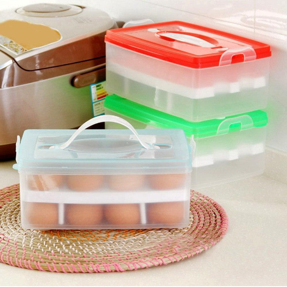 Egg Food Container Storage Box 24 grid Bilayer Basket Organizer - SquareDubai