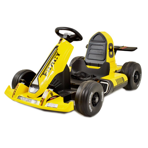 Kids Electric Ride On Go Kart With 12v Power Battery 4 wheel With RC - Yellow