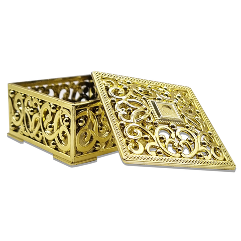 Cromoxome Square Gold Plastic Decorative Wedding Favor Box 5.5x5.5x2.6 Cms  (Pack of 6) - Willow