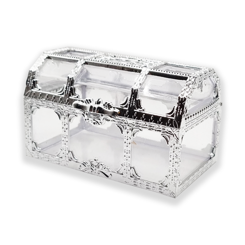 Cromoxome Rectangle SILVER Plastic Decorative Wedding Favor Box 9x5x3.5 Cms  (Pack of 6) - Willow