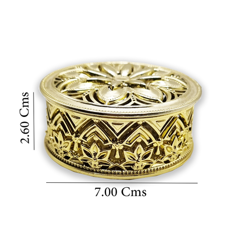 Cromoxome Round Gold Plastic Decorative Wedding Favor Box 7x2.6 Cms  (Pack of 6) - Willow