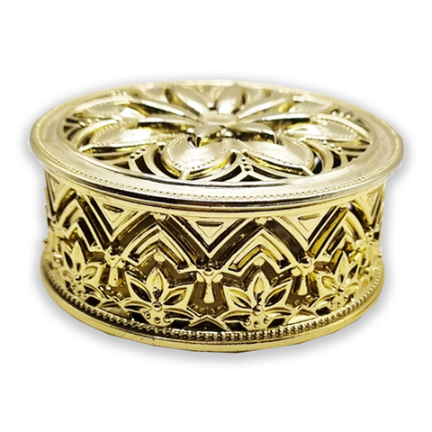 Cromoxome Round Gold Plastic Decorative Wedding Favor Box 7x2.6 Cms  (Pack of 6) - Willow