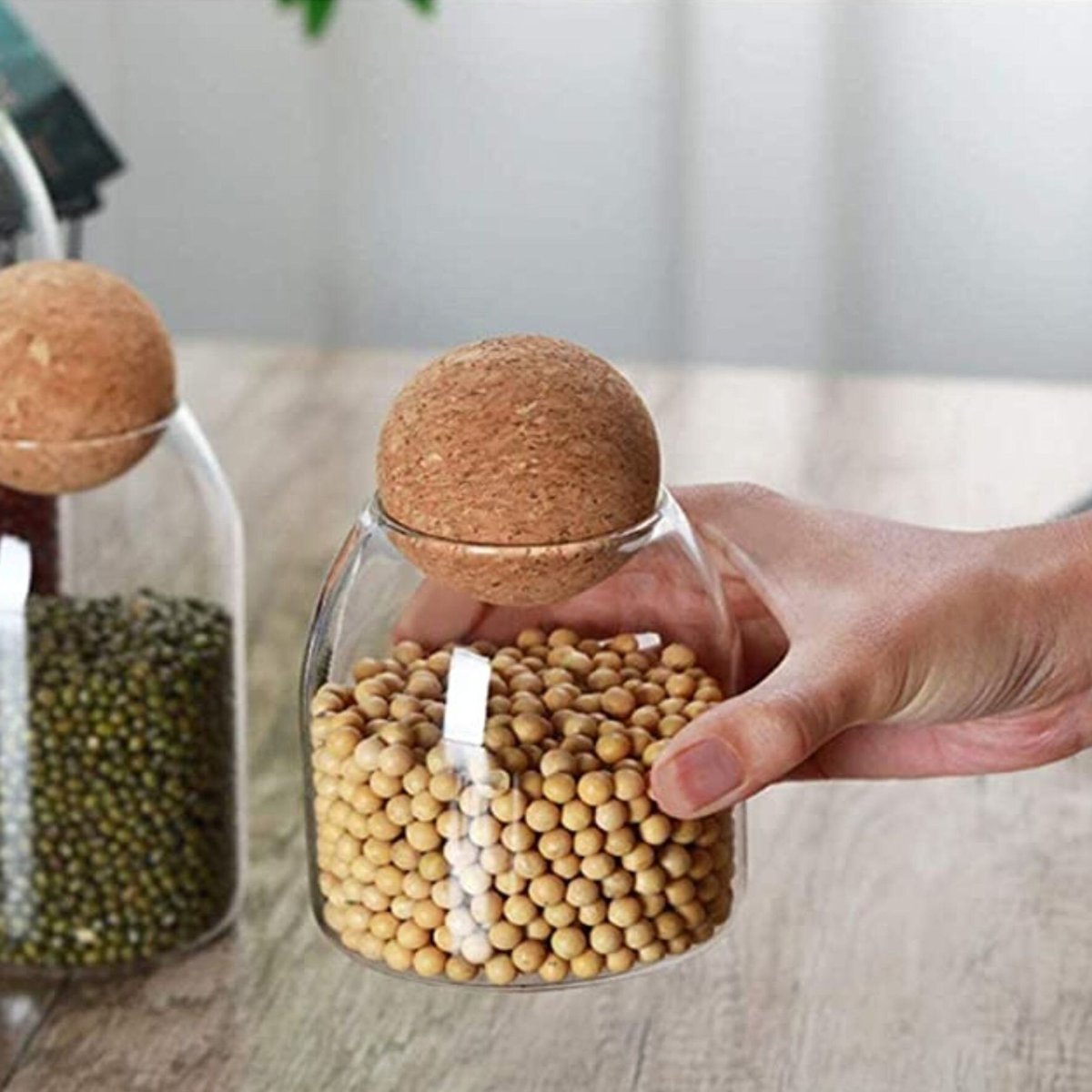 Glass Food Storage Jars with Wood Lid Ball, Pack of 6pcs - Willow