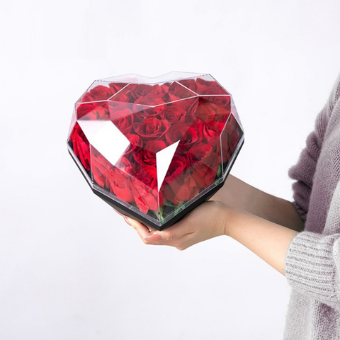 Heart Shaped Acrylic Transparent Flower Rose Gift Box / Flower Box / Clear Gift Box - Willow