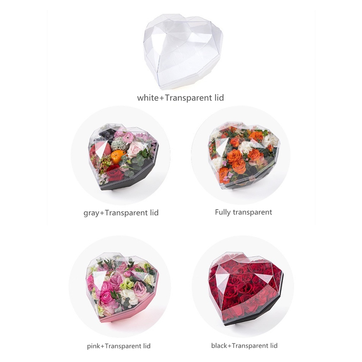 Heart Shaped Acrylic Transparent Flower Rose Gift Box / Flower Box / Clear Gift Box - Willow