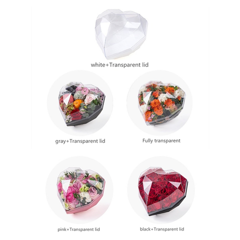 Heart Shaped Acrylic Transparent Flower Rose Gift Box / Flower Box / Clear Gift Box - Willow