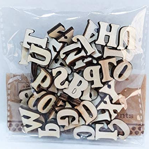 Mini Wooden Alphabets Class Party Arts and Crafts Supply 600 pieces - 1.5cm Height