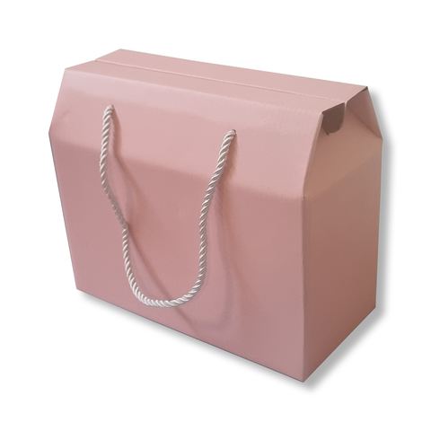 Heavy Duty Small Pink Kraft Corrugated Boxes with Rope Handles  25x20x15Cm (10Pc Pack) - Willow