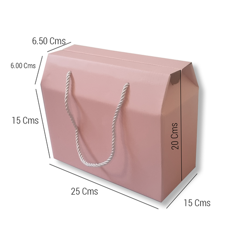 Heavy Duty Small Pink Kraft Corrugated Boxes with Rope Handles  25x20x15Cm (10Pc Pack) - Willow
