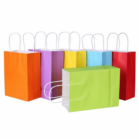 12pc Kraft Paper bags with twisted paper handle Size : 26x21x11cm Light Green - Willow