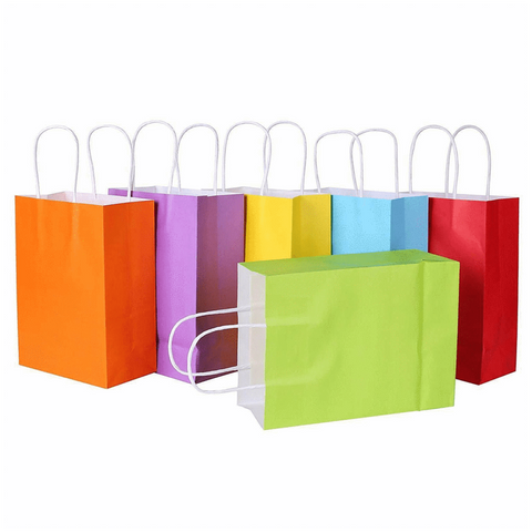 12pc Kraft Paper bags with twisted paper handle Size : 26x21x11cm  Black - Willow