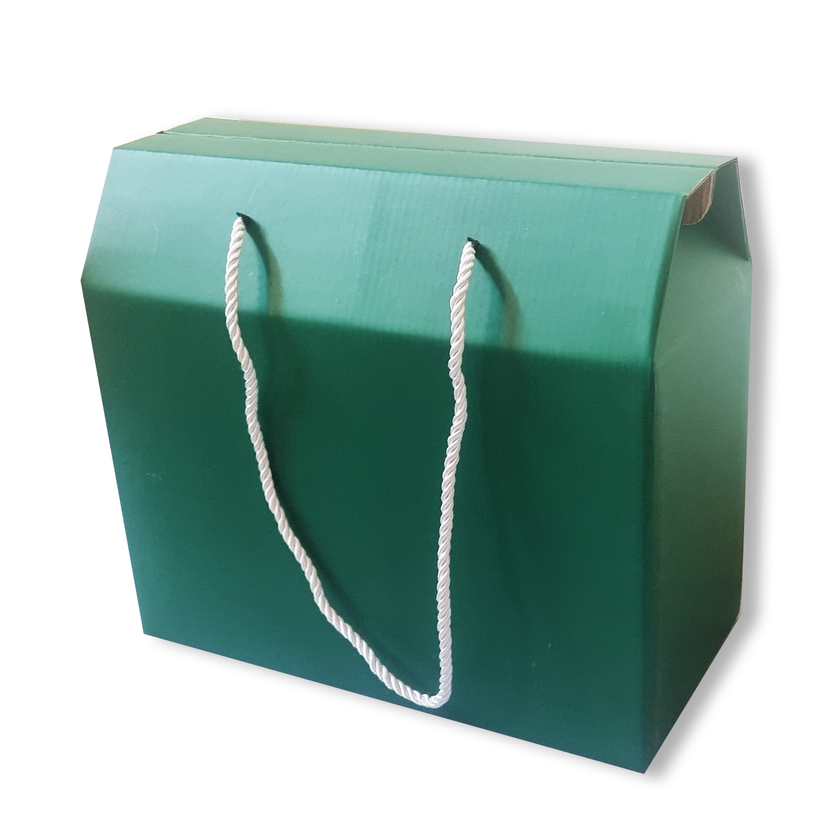 Heavy Duty Medium GREEN Kraft Corrugated Boxes with Rope Handles  30x14x26Cm (10Pc Pack) - Willow