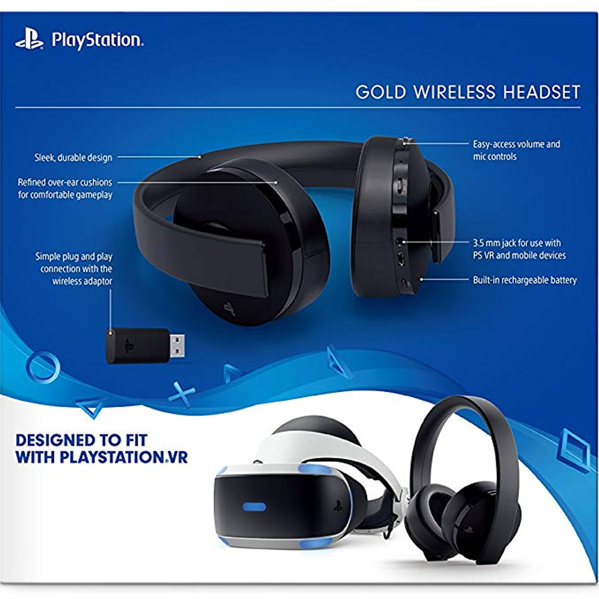 Sony PlayStation Gold Wireless Headset 7.1 Surround Sound PS4 New Version 2018