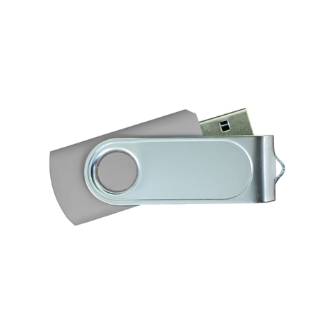 Olmecs Promotional Silver Swivel USB with 1 side Epoxy 32GB (12 Pc Pack)