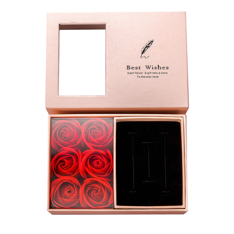 Olmecs Clear Window Fashion Rose Gift Box for Jewellery with Gift Bag