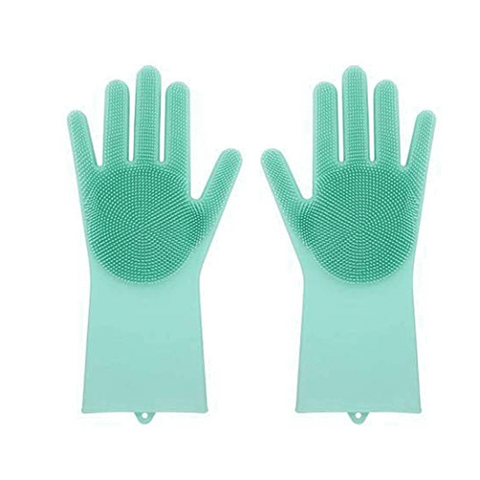 Magic Reusable Silicone gloves with Wash Scrubber Heat Resistant for Cleaning