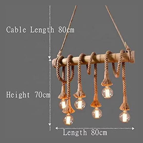 Six Head Bamboo Rope Chandelier Ceiling Lights, (A60 LED inclusive of Bulbs)