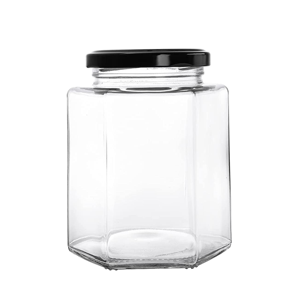 72Pcs Hexagon Glass Jars with BLACK Lids 180ml - Willow