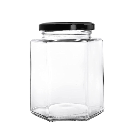 72Pcs Hexagon Glass Jars with RED Lids 180ml - Willow