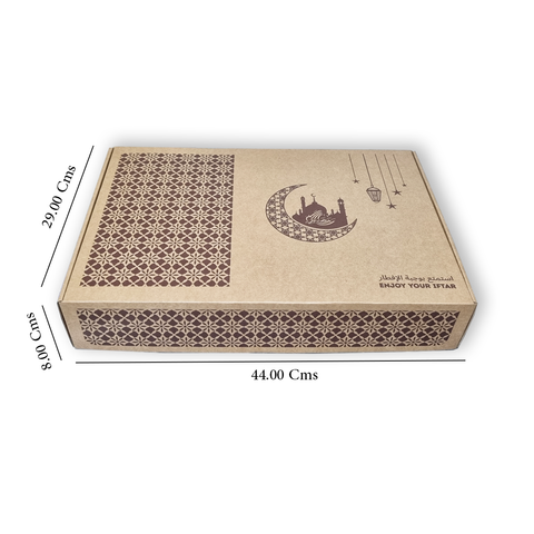 10 Pc Large Brown Ifthar Printed Meal Box - 44x29x8 Cms - Willow