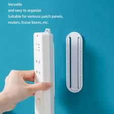 Self Adhesive Power Strip Fixator, No Hole Plug-in Wall Socket Sticker Wall Mount,for WiFi Router,Remote Control,Paper Towel Box 2 Pack