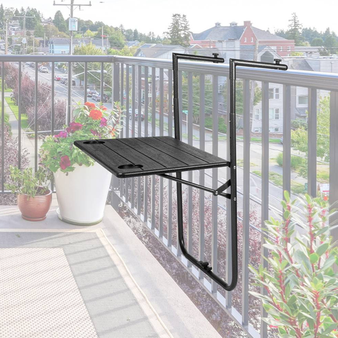 Olmecs Folding Balcony Hanging Table, Brown, 60 x 36cm