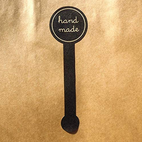 "HANDMADE"  Self Adhesive Stickers Black Kraft Paper Label 1000Pcs - Willow