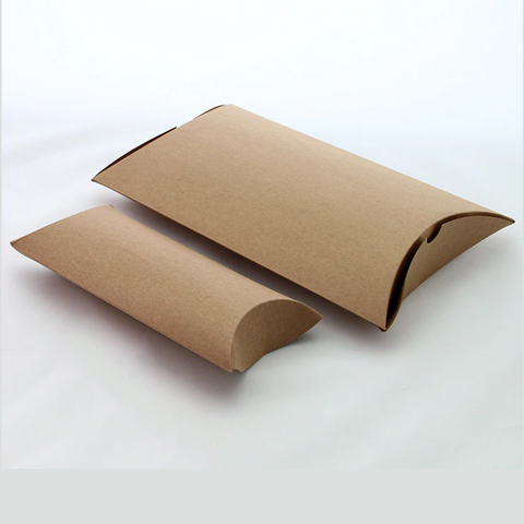 Large Brown kraft Paper Pillow Box with Handle 24x18Cms - (12 Pcs Pack)
