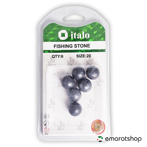 Fishing Stone Round Shape Sinker Pack of 6pcs - Size 20 - Italo