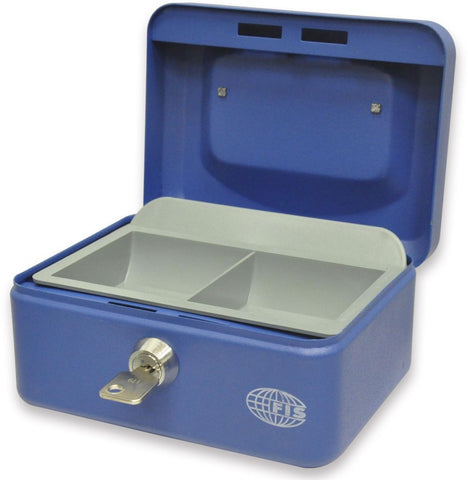 Cash Box Steel Blue Color With key lock, 152 x 115 x 80 mm