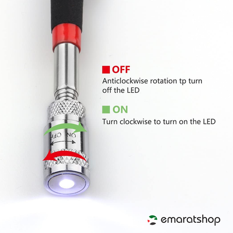 Olmecs Magnetic Picking Tool with LED Flash Light Retriever Wand 19.5to 68 CM