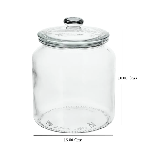 VARDAGEN Set of 2 Jar with Lid, Clear Glass 1.9 l (18x15 Cms)