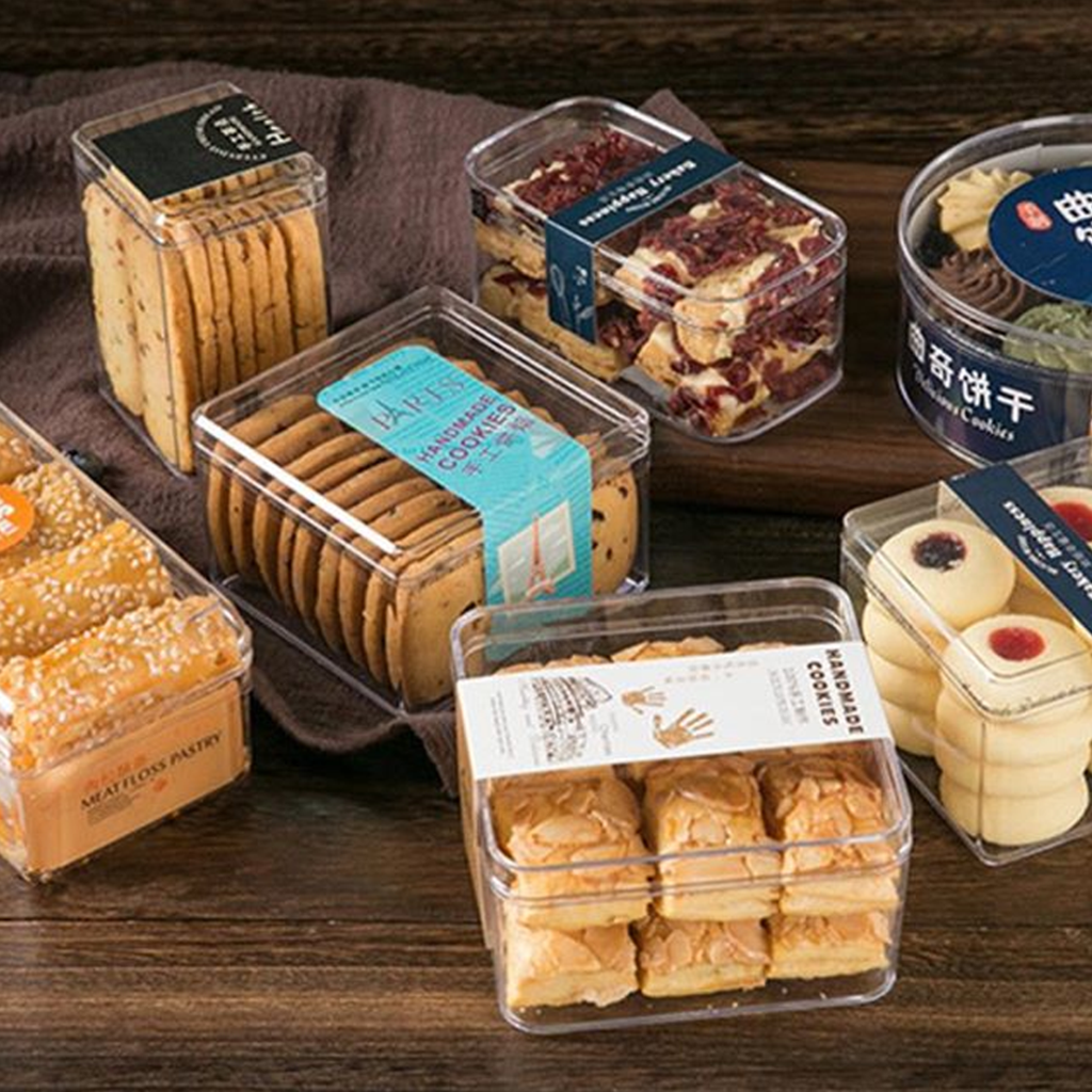 Plastic Food Grade PS Clear Cake DIY Cookies Box Biscuit Packing 50pcs/ Pack 8.5*8.5*6.5cm