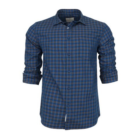 Men's Casual Shirt Long Sleeve 347701 Peacock Blue - Marco Donateli