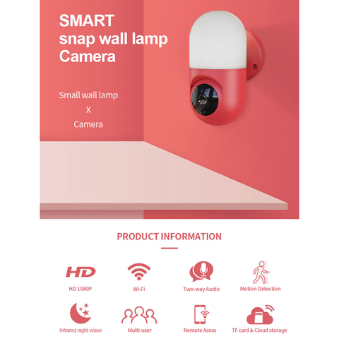 2MP Smart Snap Wall Lamp Camera 1080P HD Outdoor Motion Detetion Wifi Camera Two-way Audio IR Night Vision Day Night Monitoring