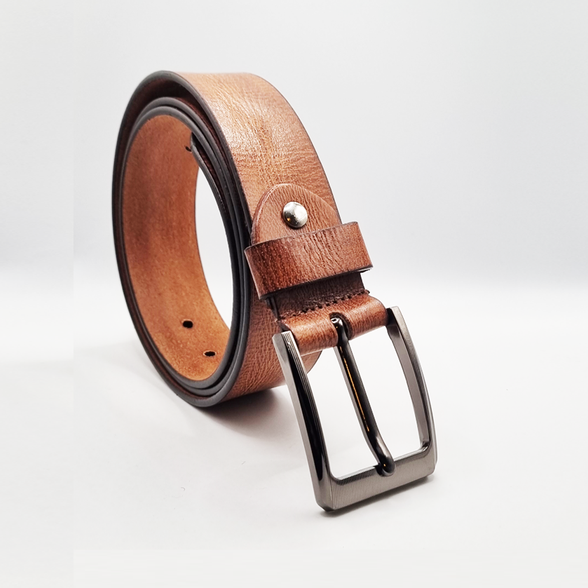Laurence Olivier Genuine Premium Classic Leather Dress Belt - Brown