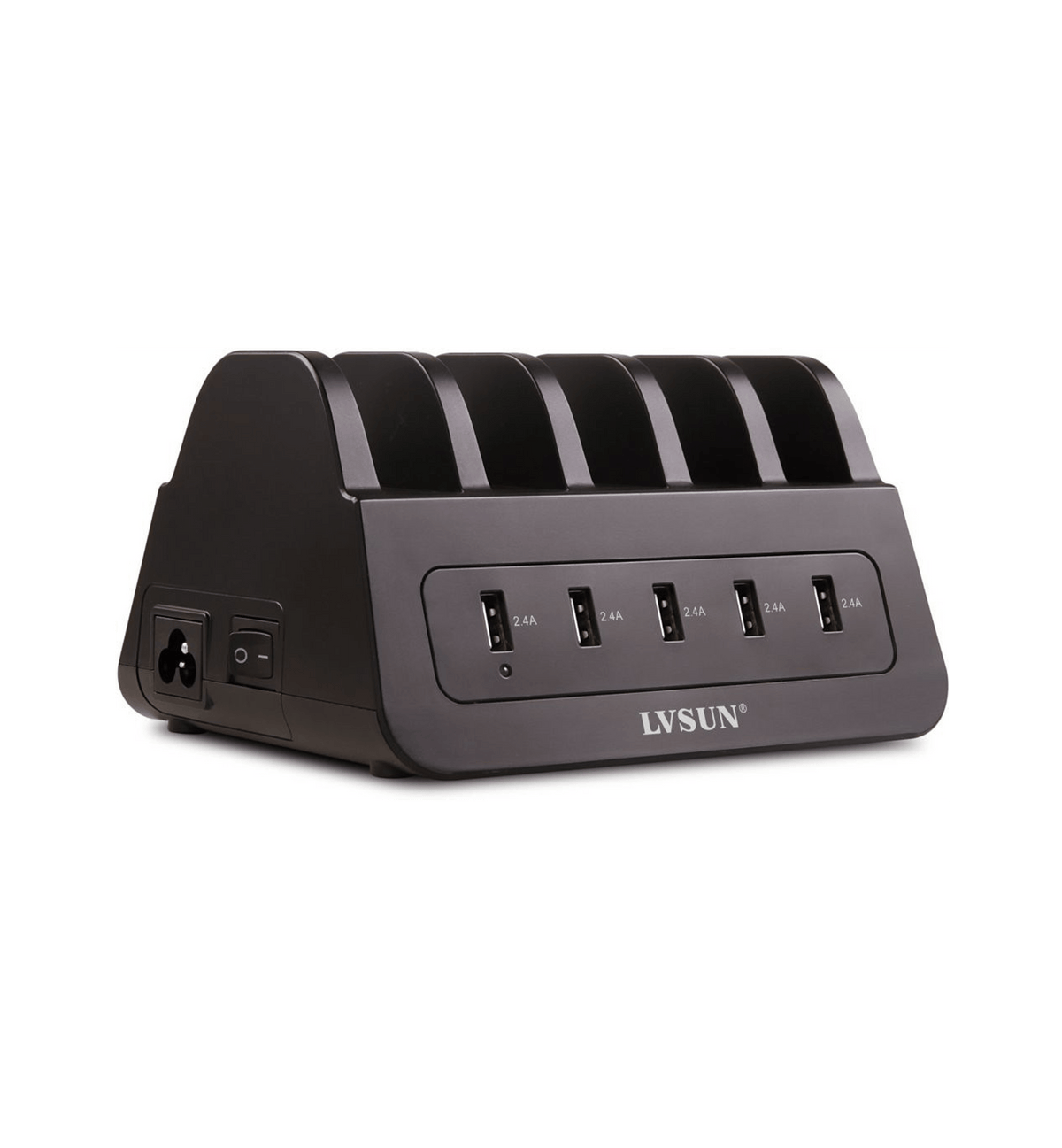 LVSUN 60W 5-port desktop high speed usb charger with 2 universal sockets