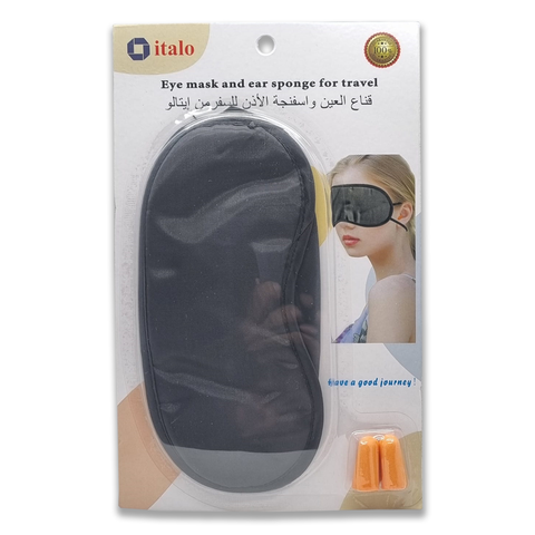 ITALO Colourful Eye Mask and Ear Plug Set (Black)
