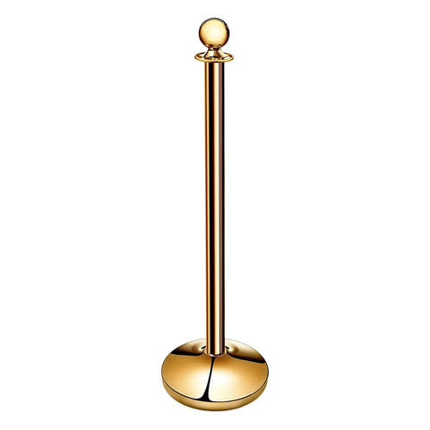 Olmecs Golden Round Top Barrier Pole Only Stanchions and Velvet Ropes / Knitted Ropes