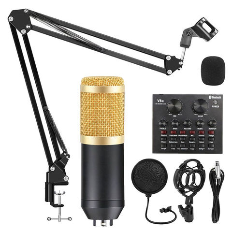 Professional Broadcasting and Recording Microphone with SoundCard