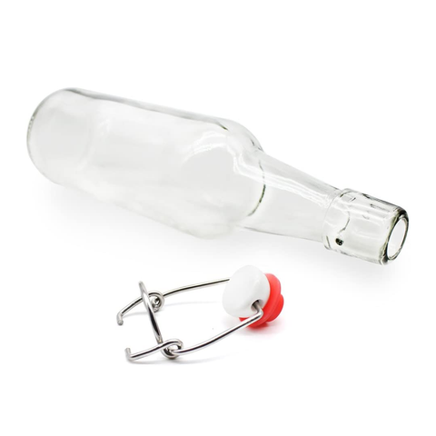 Clear Glass Bottles for Home Brewing with Easy Wire Swing Cap - 6 Pc Pack