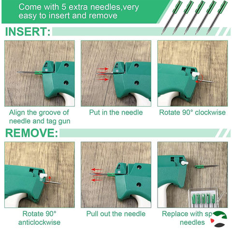 Olmecs Standard Retail Price Tag Attacher Gun for Clothes with 6 Needles & 1000pcs Barbs