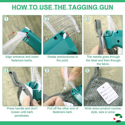 Olmecs Standard Retail Price Tag Attacher Gun for Clothes with 6 Needles & 1000pcs Barbs