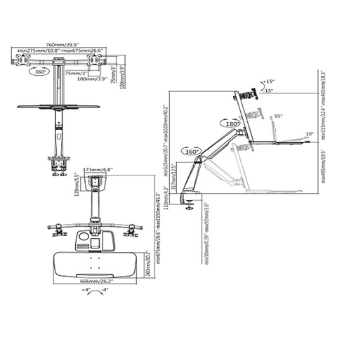 Olmec Computer Inside SH-S02C02 Dual Screen Premium Gas Spring Computer Desk-top Mount - Olm ...