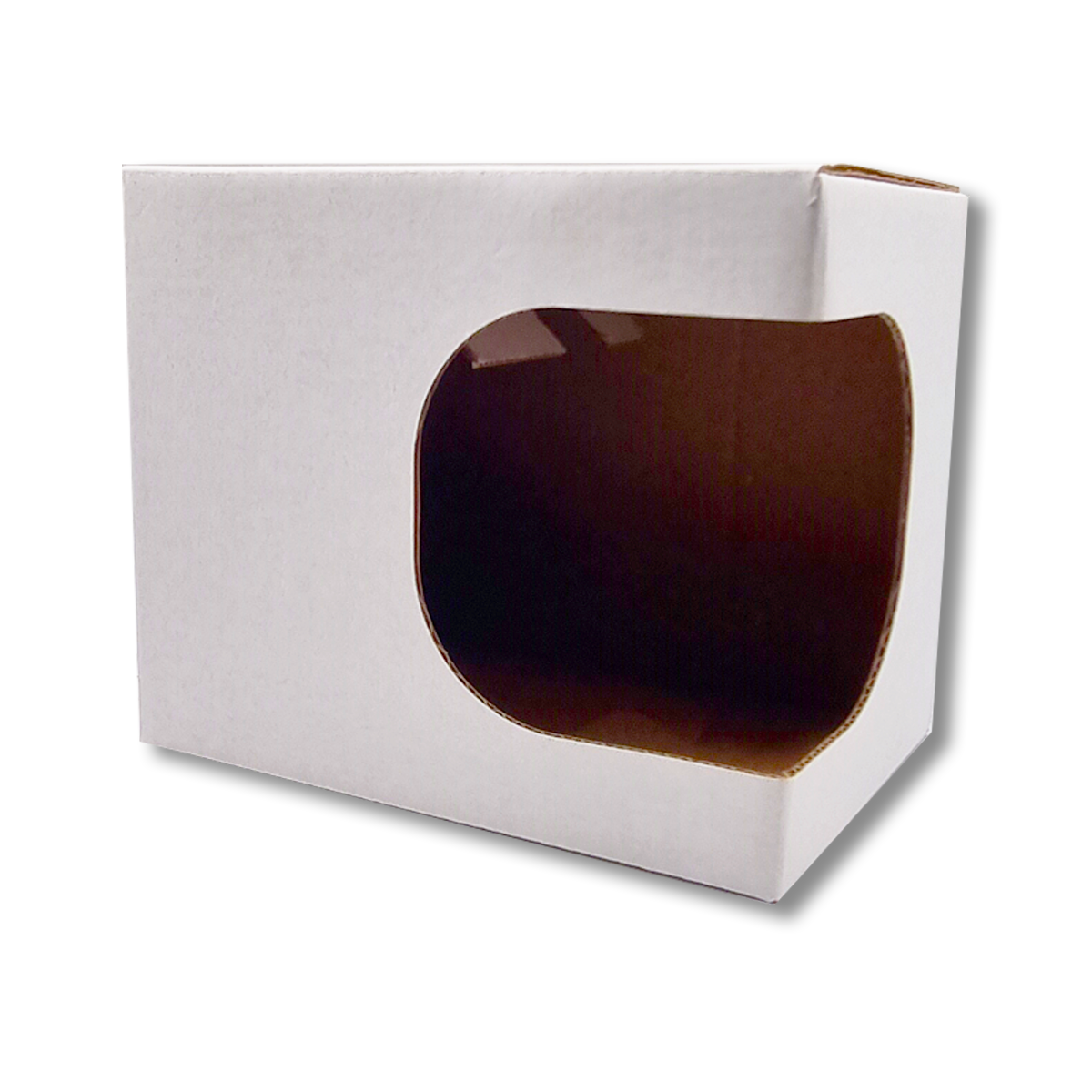 (50Pc Pack) 11oz Brown Corrugated Mug Box with Window White - Willow