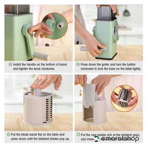 Upgraded Rotary Cheese Grater 2.0 -Round Mandoline Slicer for Kitchen
