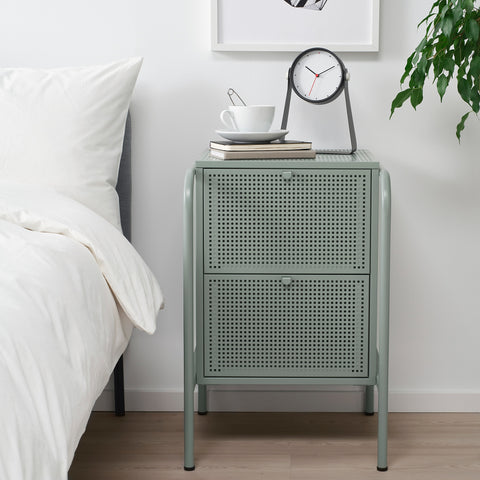NIKKEBY Chest of 2 drawers, grey-green46x70 cm