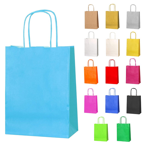 12pc Kraft Paper bags with twisted paper handle Size : 26x21x11cm White - Willow