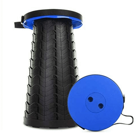 Telescopic Plastic Stool Shrinkable Camping Fishing Garden Folding Chair - GREY